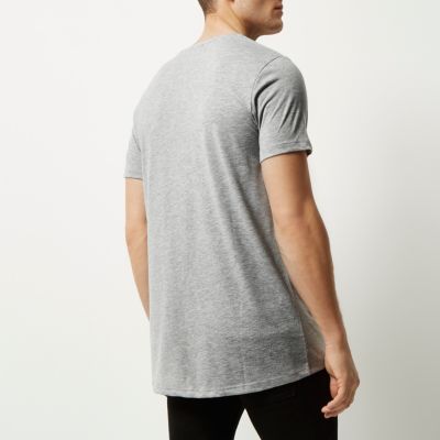 Grey sporty print longline t-shirt